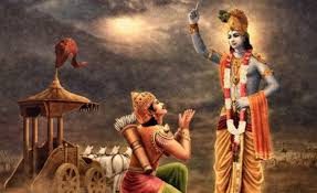 An image from the Gita with Krishna and Arjun