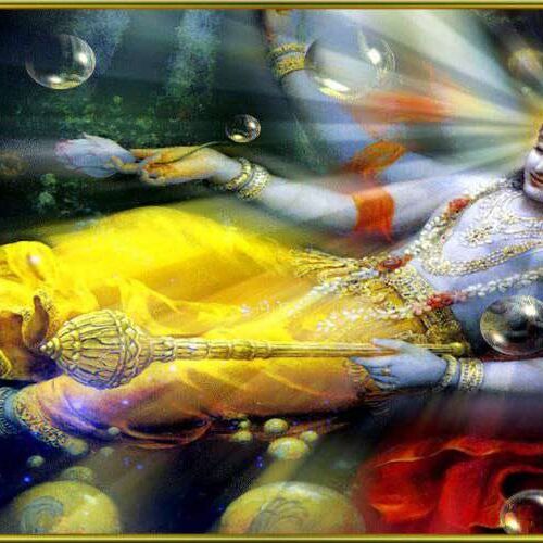 An image of Vishnu Deva is seen here