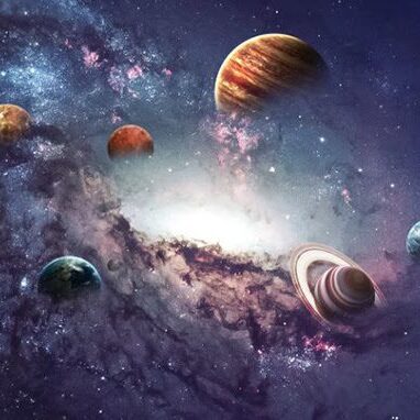 A picture of the nine planets is seen here